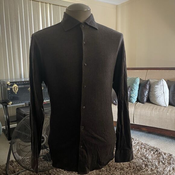Sterr & Doon Cotton Cashmere Blend Brown Long Sleeve Button Down Men's X-Lrg - Picture 3 of 12